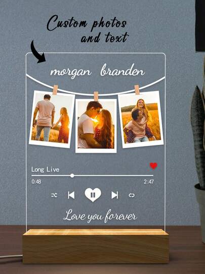 Acrylic Photo Night Lamp, Picture Plaque, Valentines Day Gifts, Couple Gifts, Collage Picture Frame, Bedroom Decor, Gift For Girlfriend.Peronalized Photo Night Light, Custom Photo Collage Frame Lamp, Wedding Gift For Couple, Gift For Mom, Valentines Day Gift, Anniversary Gift