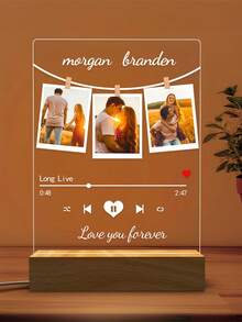 Acrylic Photo Night Lamp, Picture Plaque, Valentines Day Gifts, Couple Gifts, Collage Picture Frame, Bedroom Decor, Gift For Girlfriend.Peronalized Photo Night Light, Custom Photo Collage Frame Lamp, Wedding Gift For Couple, Gift For Mom, Valentines Day Gift, Anniversary Gift - 15X21cm - View 4