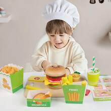 A Set Of Colorful Simulated Wooden Burger And Sandwich Play Toys, Classified And Stacked Toys, Parent-Child Interactive Toys, With Playful Expressions - Perfect As A Role-Playing Toy And An Ideal Gift For Back To School, Birthdays, Easter, Christmas, Halloween And Other Holidays. Toy Food Set, Lively Design, Using Durable Wooden Structure