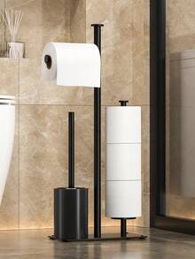 1pc Modern Freestanding Toilet Paper Holder - No-Drill Installation, Heavy-Duty Metal, Freestanding Bathroom Toilet Paper Dispenser With Over-The-Toilet Placement, Space-Saving Design For Small Bathrooms - Nordic Style Minimalist Design - Holds Toilet Roll, Toilet Paper Holder For Bathroom, Toilet Paper Storage, Bathroom Decor, Toilet Paper Holder Unique,