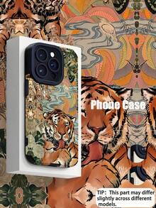 1pc Fashionable Retro Cute Tiger Striped Pattern High-D Faux Leather Anti-Fall Anti-Fingerprint Shockproof Phone Case Compatible With Apple And Models.Christmas Accessories. - Nhiều màu 4 - Xem 8