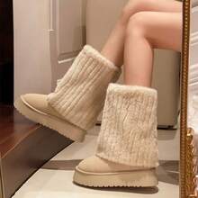 Women Mid-Calf Boots - Màu Khaki - Xem 4