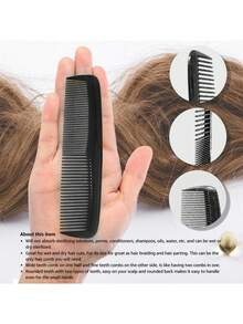 4/6 SZT. Czarny, przenośny grzebień do włosów, grzebień z małym rzędem, grzebień do codziennego użytku, gruby i gęsty grzebień, plastikowy grzebień do stylizacji. Nadaje się do codziennego użytku przez kobiety i mężczyzn. - Czarne - Zobacz 4