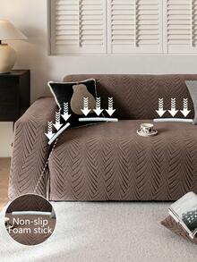 1pc Jacquard Solid Color Stretch Full Coverage Sofa Cover, Minimalist Style Pet-Friendly Anti-Slip Anti-Dirty Anti-Scratch, Suitable For All Seasons, Machine Washable, Holiday & Home Decor Sofa Protector