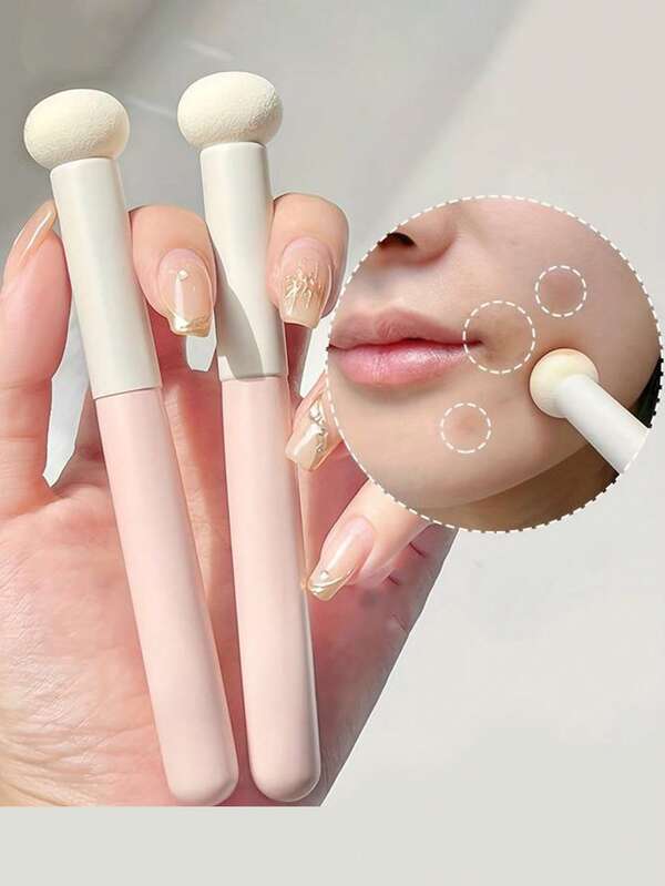 Mushroom-Headed Sponge Concealer Brush, Used For Covering Dark Circles And Acne Marks; Portable Small Steamed Bun-Shaped Concealer Brush, A Beauty Tool.