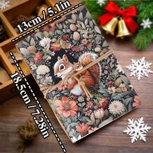 1 件，A5，80 页，动物森林速写本，兔子，松鼠，狐狸，猫头鹰，绷带悬挂，空白图片笔记本，便携式旅行速写本，DIY 日记本，空白笔记本，非常适合书写，非常适合彩色铅笔、油画颜料、马克笔和完美的礼物，圣诞礼物 - A5 - 查看 2