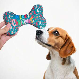 Christmas Dog Playing Toy ,Christmas Bone Shaped Dog Squeak Toy,Holiday Gift For Pet