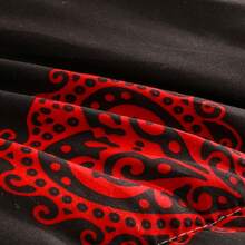 1pc Printed Thick Quilt, Reversible, Soft And Comfortable - Love Black - View 12