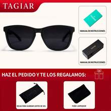 Lentes De Sol Tagiar Lentes De Sol Para Hombre Y Mujer Negro con protección UV400, espejo, para hombres y mujeres, ideales para pesca, conducción, verano, playa y viajes - Negro - Ver 3
