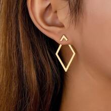 Geometric Triangle Earrings, Minimalist Jewelry, 18k Gold Plated, 925 Silver - 金色 - 查看 3