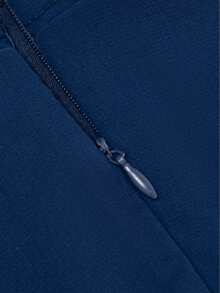 Kilottor 少女优雅雪纺褶腰3D花卉装饰挂脖不对称下摆婚礼花童长裙 - 藏蓝色 - 查看 5