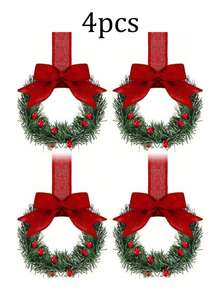 1/12 pièces Couronne de cuisine suspendue mini couronne avec nœuds de ruban et baies pour décoration murale, porte d'entrée, fête. Convient pour les décorations de fête ou de vacances - Multicolore - Voir 9