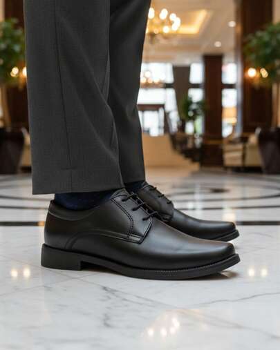 Zapatos Hombre Oxford Piel Genuina, punta redonda, con agujetas, tacón bajo, estilo clásico inglés para oficina y eventos formales