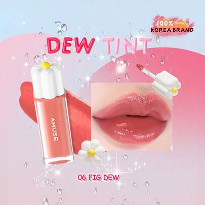 AMUSE Son tint DEW TINT 06 Fig Dew Tint, mỏng nhẹ, mềm mại, siêu dưỡng ẩm, không bết dính, giữ ẩm lâu trôi, lên màu chuẩn, tạo lớp trang điểm mịn màng với vẻ rạng rỡ, công thức thuần chay, mỹ phẩm Hàn Quốc, 4g/0.14oz