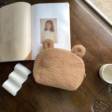 Personalized Cute Plush Bear Ear Makeup Bag For Girl, Soft Fleece Cosmetic Pouch With Zipper, Large Capacity Travel Toiletry Bag, Portable Makeup Organizer, Storage Bag For Daily Use, Gifts, And Travel Essentials, Cute Gift For Girls - Multicolor - View 9