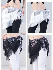 女式流苏舞裙拉丁萨尔萨探戈国标裙性感流苏裹身裙迷你短裤裙 - 彩色 - 查看 5