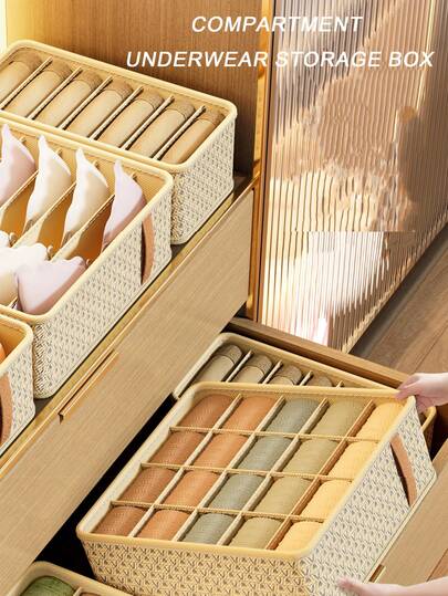 6/7/20 Compartments, Space Saving Underwear Storage Box, Foldable Drawer Organizer For Underwear, Socks And Bras - Easy Classification Storage Solution, Home Organization Storage Box, Clothing Storage And Organization, Stackable Wardrobe Organizer And Storage, Clothing Organization Storage, Clothing Drawer Organizer, Compact Design, Sturdy Construction