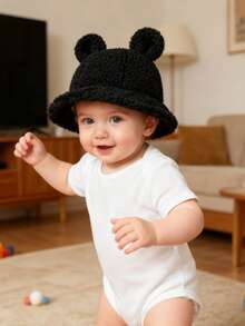 Infant & Toddler Bucket Hat, Infant Winter Fleece Hat, Infant Winter Cap, Wide Brim Fluffy Bucket Hat - Multicolor - View 2