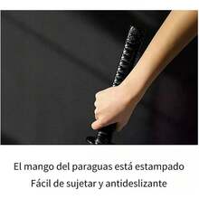 Paraguas SamuráI Negro Con DiseñO De Katana, 16 Varillas, Con Correa Para Hombro - Negro - Ver 2