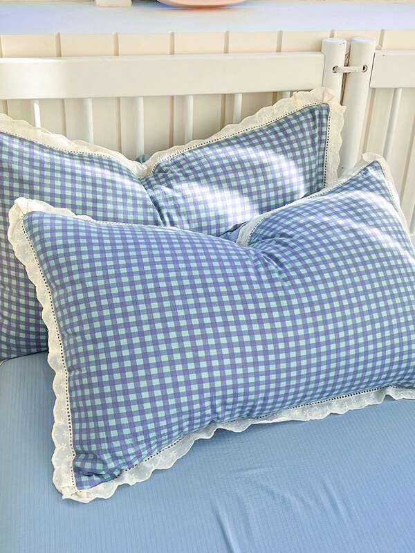 2pcs Floral Painting Style Floral Lace Pillowcase Set, Warm Nordic Minimalist Style Without Filling, Suitable For Home Bedroom Dormitory, All Seasons