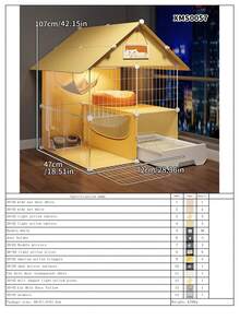 Indoor Cat Cage With Litter Box, 1 Bedroom 1 Bathroom, Drawer-Style All-In-One Cat Villa With Large Space - Multicolor - View 16