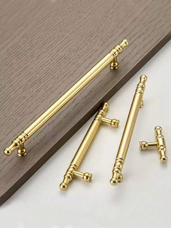 1pc European Style Solid Cabinet Handle, Suitable For Drawers, Wardrobes, Cabinet Doors, Kitchen Cabinets, Vanities, European Furniture Hardware. Copper Material, Screws Included For Free