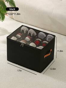 1pc/2pcs Foldable Fabric Storage Box With Lid, Dust-Proof Shoe Storage Container, Multi-Functional Compartment Organizer Box - Multicolor - View 15