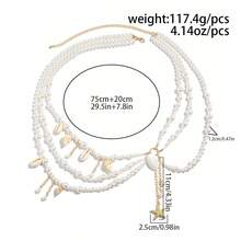 1 pieza Nuevo cinturón de cadena de cintura multifilamento hecho a mano con perlas para mujer, accesorio de cadena corporal de moda - Blanco - Ver 10