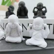 Bộ 3 tượng Thiền sư Ba nhà sư thông thái, Tượng Thiền sư thu nhỏ in 3D, "Không nhìn điều ác, không nghe điều ác, không nói điều ác", Tượng Phật giáo cổ điển sáng tạo, Thích hợp cho gia đình, văn phòng, trang trí phòng trà, phòng ngủ, văn phòng, đồ trang trí Phật hoạt hình trên ô tô, bể cá, bàn cà phê, cây cảnh, lý tưởng làm quà tặng năm mới và sinh nhật - Nhiều màu - Xem 6