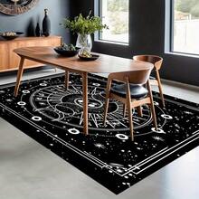 5x7 Astrology Moon Phases Witchcraft Bohemian Style Rug - Black And White Sun And Moon Pattern Machine Washable Polyester Mat, Suitable For Bedroom, Living Room, Kitchen, Hallway - Astrology Tarot Carpet, Moon Decoration, Mysterious Room Embellishment - 彩色 - 查看 2