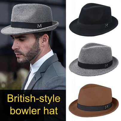 1 st. herrhatt i brittisk stil, vintage jazz-inspirerad hatt med bred brätte, hösttillbehör för utomhuscykling, festlig modegåva, smickrande design för ansiktet.