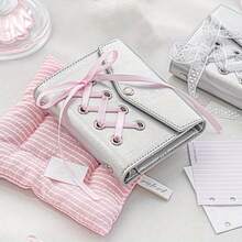 Rosyposy 1 件优雅丝带笔记本 - 女士信封日记本，带展示窗，仿皮封面，系带细节，可爱日记本，学校用品，返校 - 均碼 - 查看 9