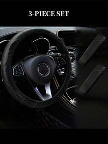 6 Pezzi Set Accessori Auto in Pelle PU, Coprivolante, Copri Console Centrale, Copri Freno a Mano, Copri Cintura di , Copri Bracciolo, Accessori Auto, Modanature Interni Automobile.