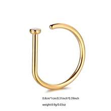 VJS 1pc/3pcs/5pcs 0.8mm*8mm Men & Boys Fake Nose Ring, Gold Stainless Steel D-Shape Simple American Style Personalized Letter Hip Hop Street Style Fake Nose Stud - Multicolor - View 5