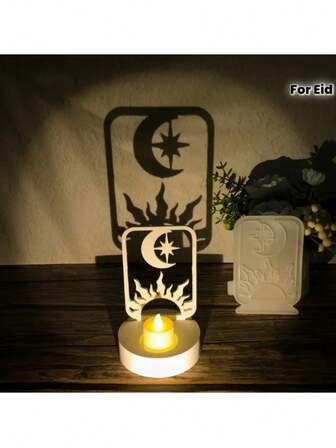 Juego de moldes de silicona y resina para decoración de escritorio DIY - Molde insertable de decoración de resina epoxi con sol y luna, molde hueco para velas con luna y estrellas, material de proceso de resina epoxi creativa, adecuado como regalo para otros