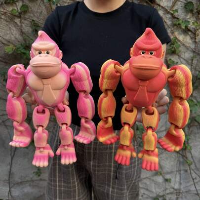 1 pieza Figura de gorila de gran tamaño impresa en 3D, posable, decoración del hogar con ojos realistas y articulaciones móviles, postura personalizable, regalo de Navidad, adecuado para cualquier ocasión, regalo de cumpleaños, estatua de animal impresa en 3D