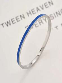 1条彩色珐琅手链，3毫米纤细不锈钢简约浪漫女士手链，永不褪色 - 3mm銀色 - 查看 14