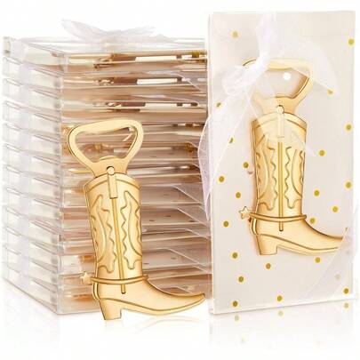 36 Pieces Cowboy Boot Bottle Openers Baby Shower Bottle Opener Favors For Guest Bridal Shower Party Bottle Opener Gifts For Baby Shower Wedding Birthday Party Favor Decoration Supplies (Gold)