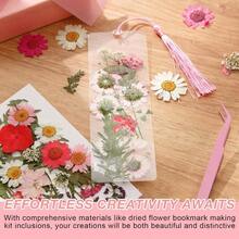 222 Pcs Dried Flower Bookmark Making Kit Include Pressed Flower Colorful Tassels Ribbons And Transparent Bookmark Laminating Pouches 2x 6 Inch Classic Color - 粉色 - 查看 5