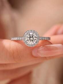 5 件奢华优雅时尚方晶锆石几何泪珠叶独特优雅铜戒指套装，适合婚礼、派对、日常佩戴（无礼盒） - 銀色 - 查看 5