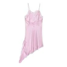 DEEKA Summer New Women's Fashion Sexy Asymmetric Lace Dress, European And American Style - Pink - View 2