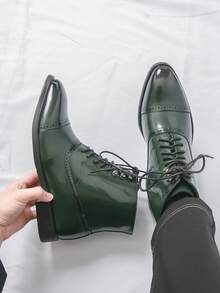 Giày Oxford nam, giày Chelsea kiểu Anh cổ điển, giày cao cổ buộc dây công sở. - màu xanh lá - Xem 9