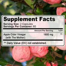 Vinagre de sidra de manzana (1600 mg por ración) - Dieta cetogénica, refuerzo inmunitario - 120 cápsulas - 1 botella - Ver 2
