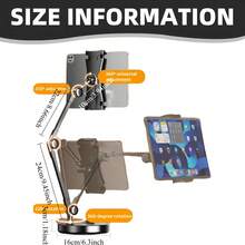 Durable Iron Adjustable Metal Phone & Tablet Stand With Ergonomic Design & Secure Grip - Multi-Angle Desktop Holder With Sturdy Base, Sleek Black Finish For Live Streaming, Video Recording, Online Classes, Vlogging, Selfie Sticks & Tripods - Heavy-D - 黑色 - 查看 10