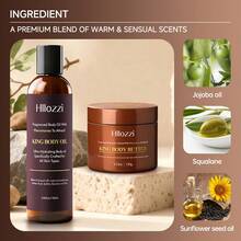Hllozzi King And Monarch Body Butter & Body Oil / 120ml / 4.06 Fl.Oz & 120g / 4.23 Fl.Oz Enriched With Camellia Extract, Deeply Moisturizes And Hydrates Skin, Long-Lasting Fragrance, Suitable For All Body Parts. Women's Body Care Set, Suitable For All Skin Types, Gentle And Moisturizing. Christmas Gift Set For Women. - 棕色 - 查看 4