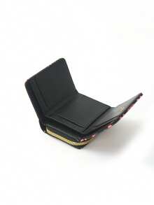 1Pc Kids Mini Wallet With Pink Ribbon Bow Design, PU Leather Trifold Wallet For Girls With Zipper Coin Pouch And Card Slots, Portable And Stylish Small Purse For Daily Outings Or Gifts