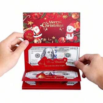 2026 Nuevo sobre rojo plegable de Papá Noel de lámina, caja de almacenamiento de dinero para fiesta de Navidad sorpresa, tarjeta de felicitación de dibujos animados, tarjeta creativa de 10 y billetera de regalo de 6 tarjetas/efectivo, caja de efectivo multifuncional única, sobre de efectivo, billetera, caja de regalo navideña (Rojo+Azul+Verde)