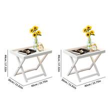 托盘架和折叠桌套装，竹边桌，客厅、后院、露台和庭院餐厅的多功能家具 - 彩色 - 查看 5