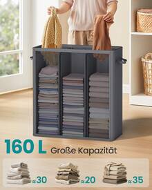 SONGMICS Wäschekorb, mit Deckel, herausnehmbar und waschbar - Dunkelgrau - Übersicht 4