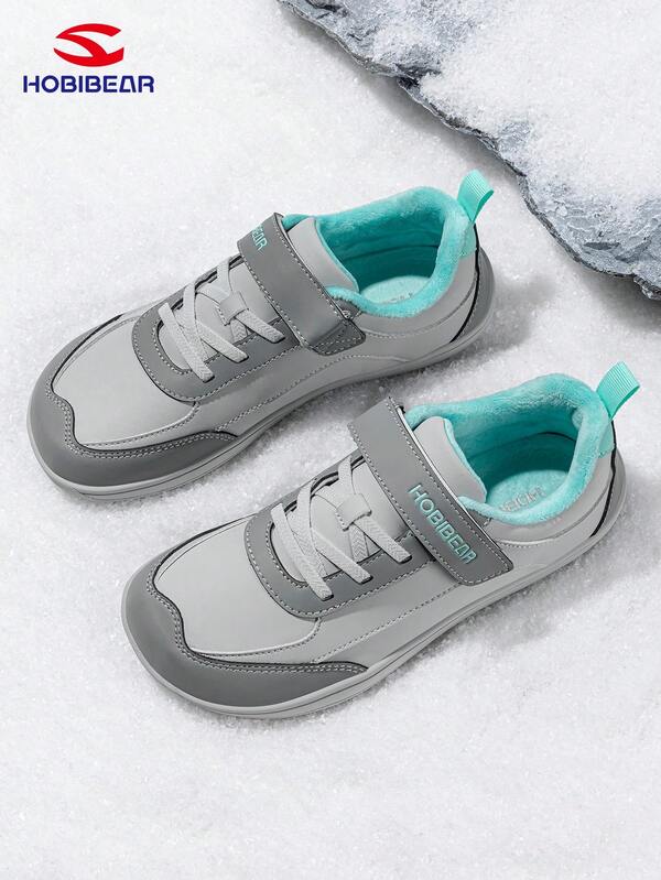 HOBIBEAR Calçados Esportivos de Inverno para Adolescentes, Forro Térmico, À Prova d'Água, Caixa de Bico Larga, Sapatos Confortáveis para Caminhada, Fechamentoelcro, Sola de Borracha, Antiderrapante, Fácil de Calçar/Descalçar, Adequado para Todas as Estações, Sapatos Escolares para Meninos e Meninas